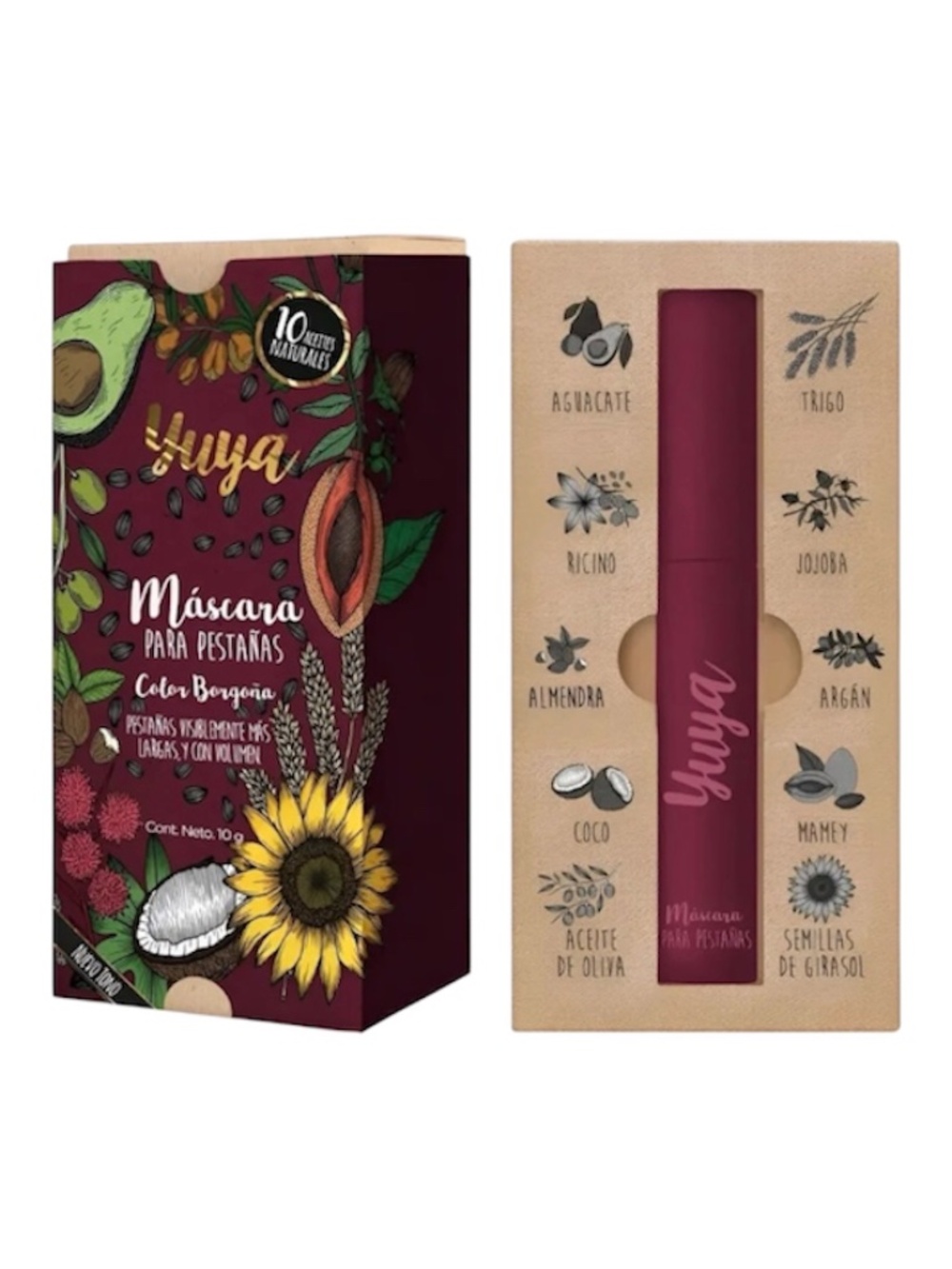 Yuya Eye Lash Mascara 10 Oils, Borgoña